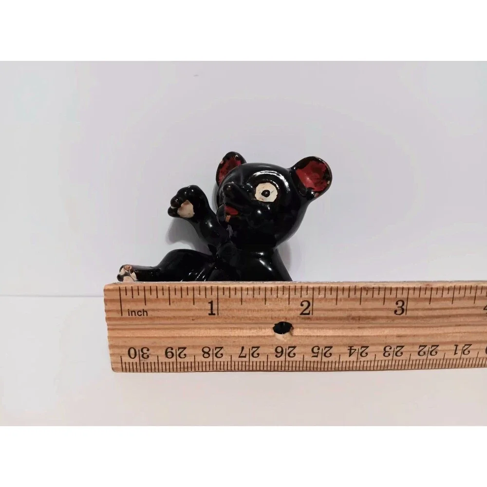 Bear Figurine Redware Black Figurine Home Country Farmhouse Vintage Decor 2